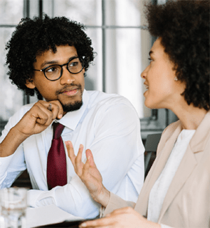 two people talking